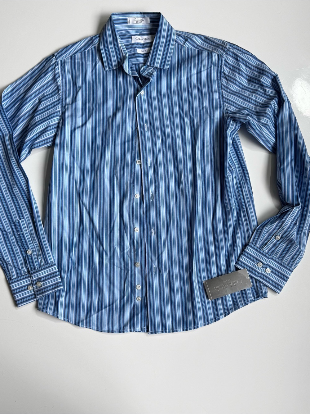 Calvin Klein Blue Striped kids Dress Shirt